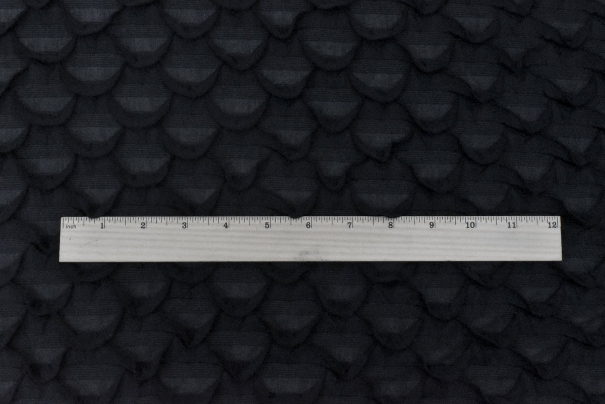 Ballet Black Texture Stretch Poly Scallop Ruffle Knit Fabric