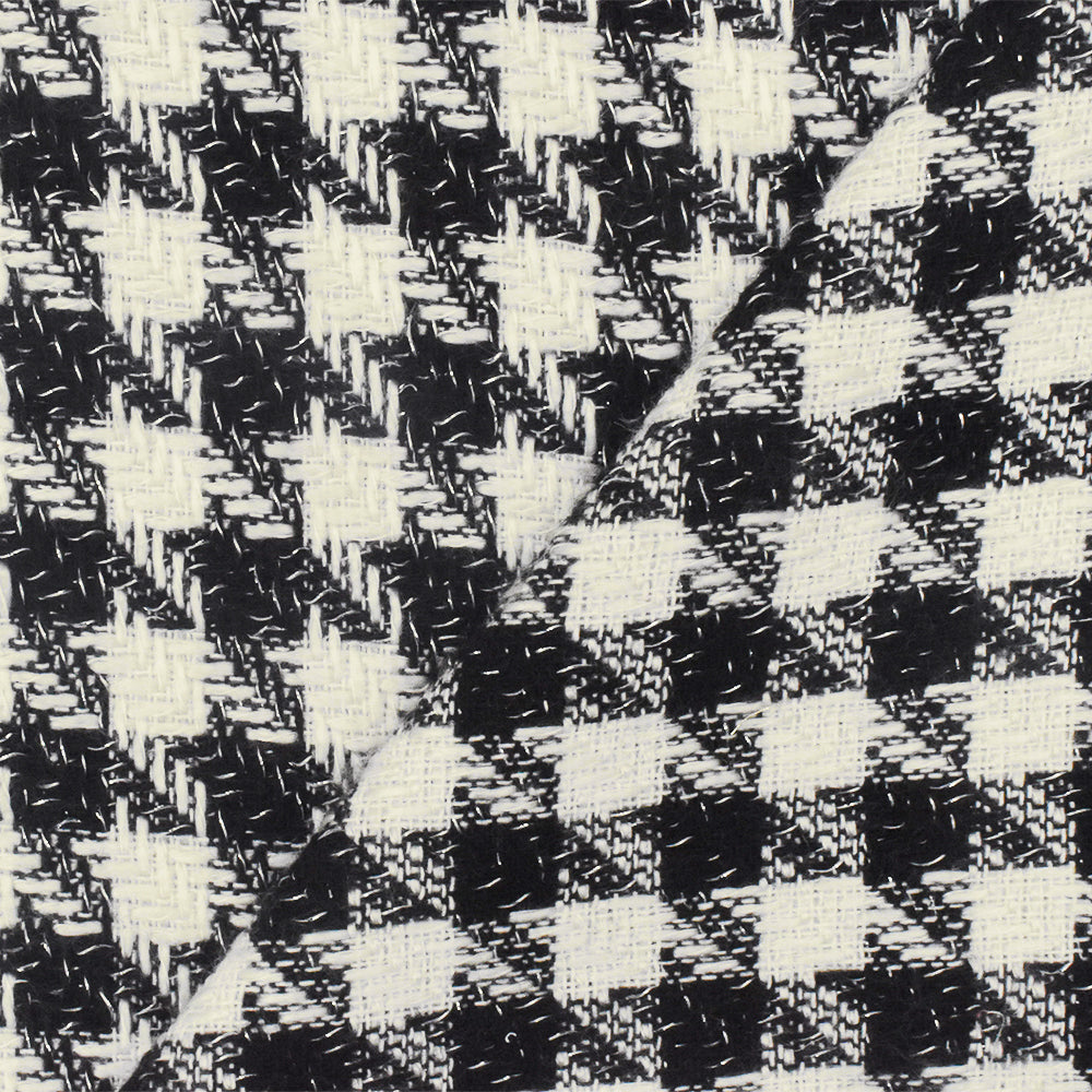 Grace Black-White-Silver Houndstooth Metallic Twill Woven Fabric