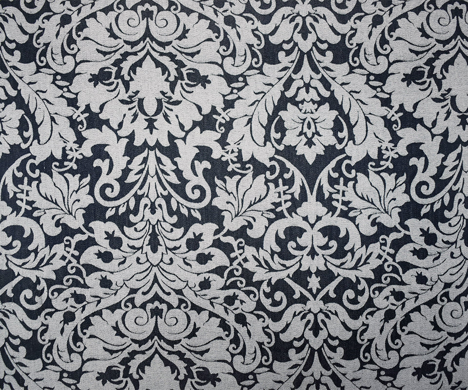 Black-White Rayon-Poly Dot Damask Woven Fabric