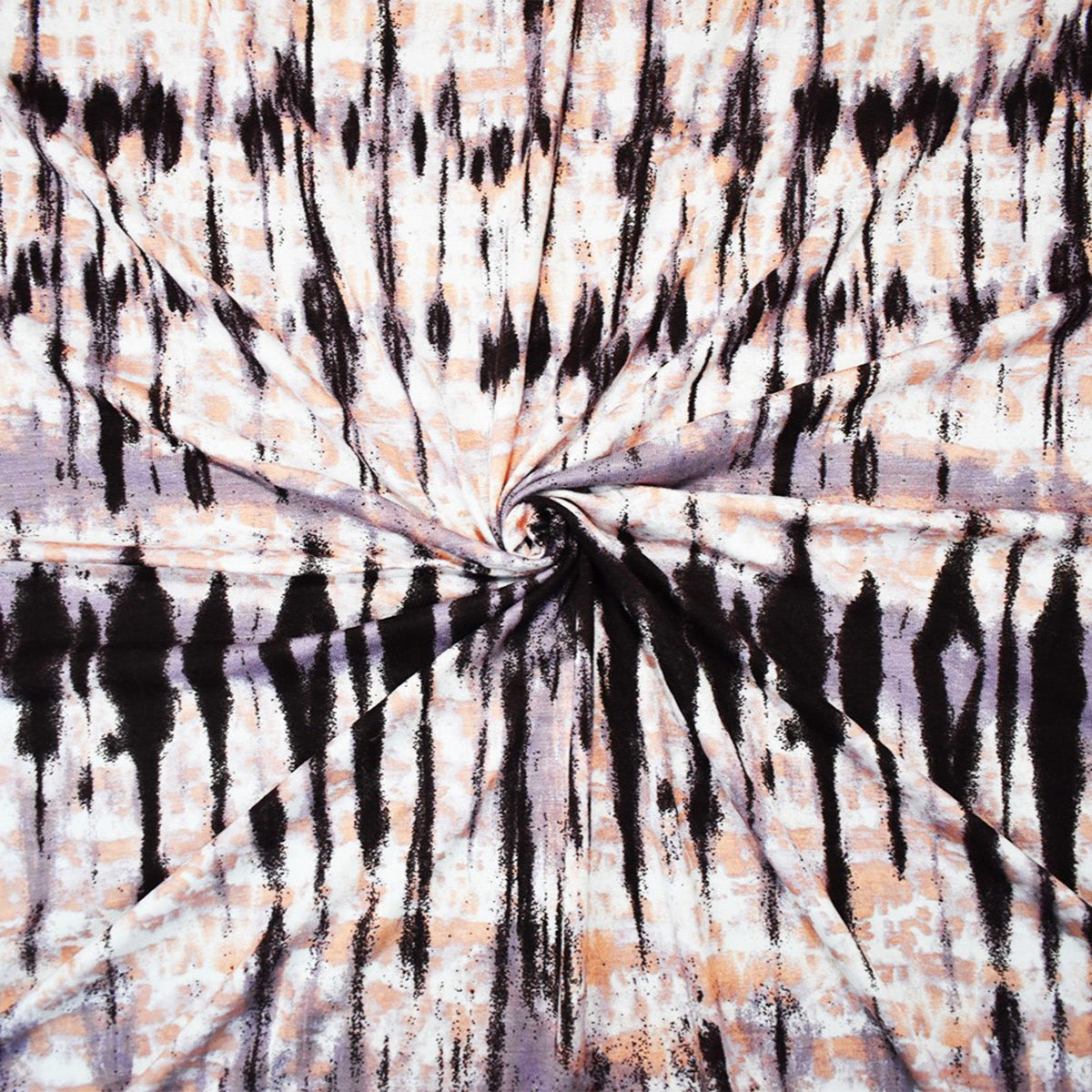 Brown-Purple-Multi Rayon Tie Dye Printed Jersey Knit Fabric