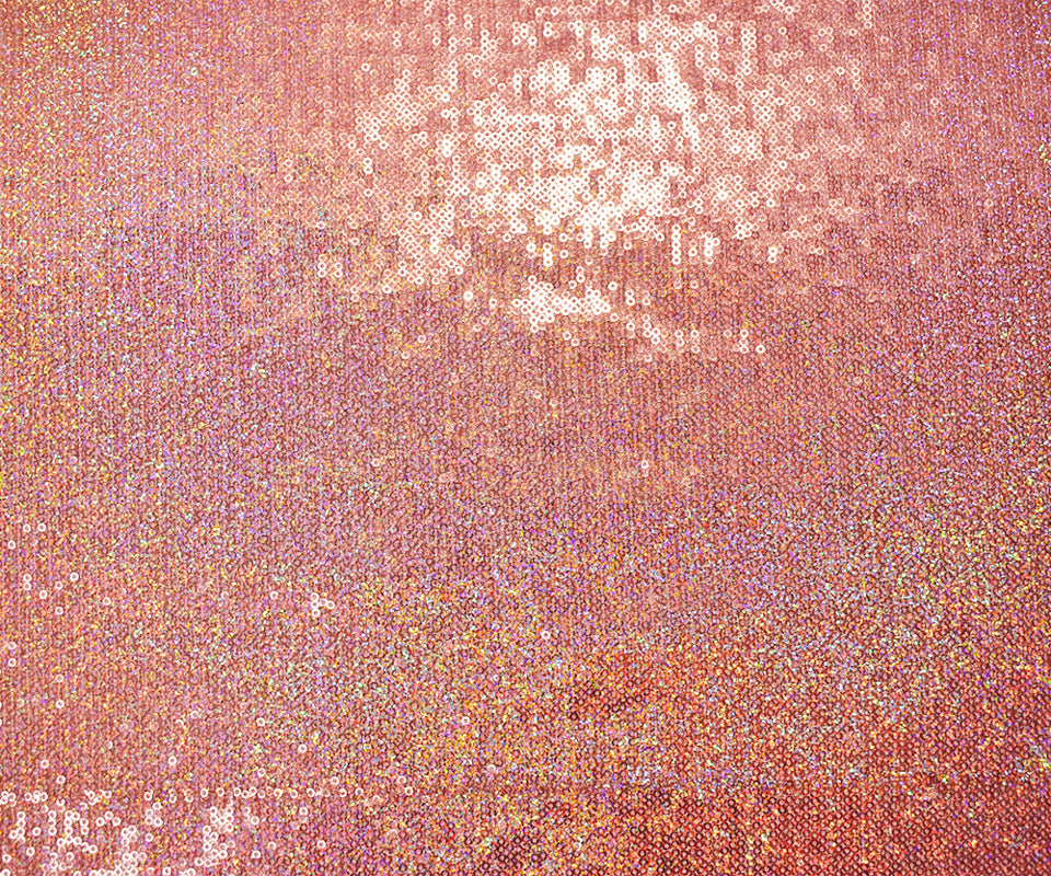 Peach Nylon Polyester Sequined Stretch Knit Fabric