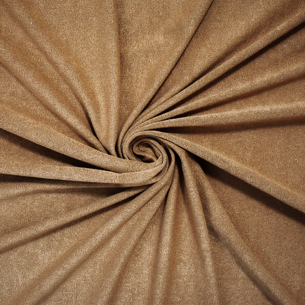 Cream Brown Stretch Spandex Solid Microsuede Knit Fabric