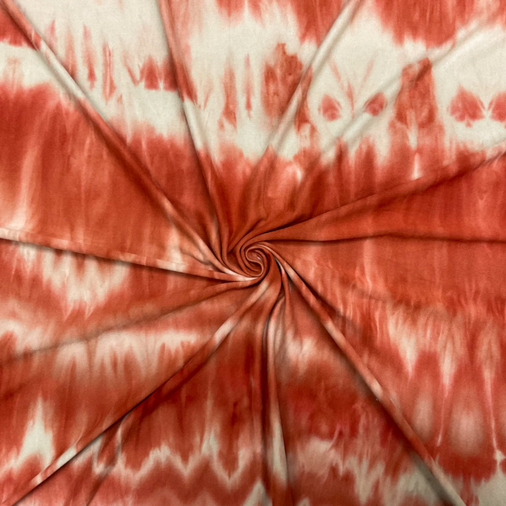 Orange-Multi Poly Stretch Spandex Tie Dye Double Brushed Jersey Knit Fabric