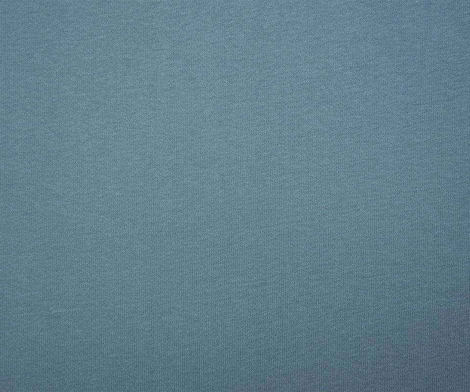 Blue Organic Cotton Solid 1X1 Rib Knit Fabric