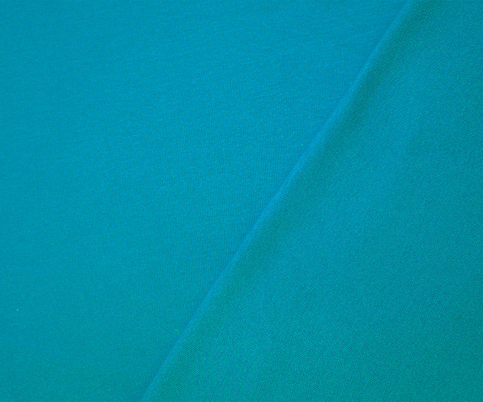 Turquoise Organic Cotton Solid 1X1 Rib Knit Fabric