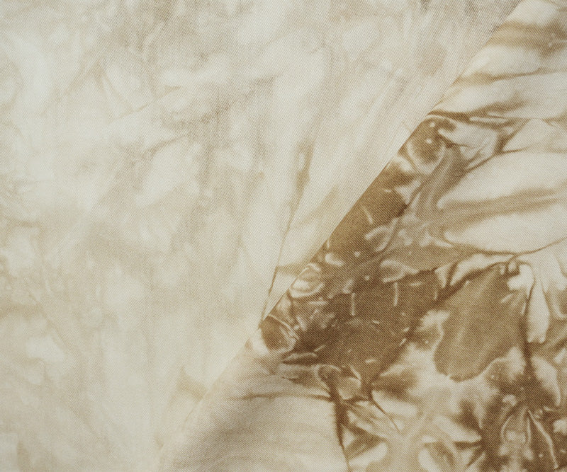 Brown-Beige Rayon Tie Dye Printed Twill Woven Fabric