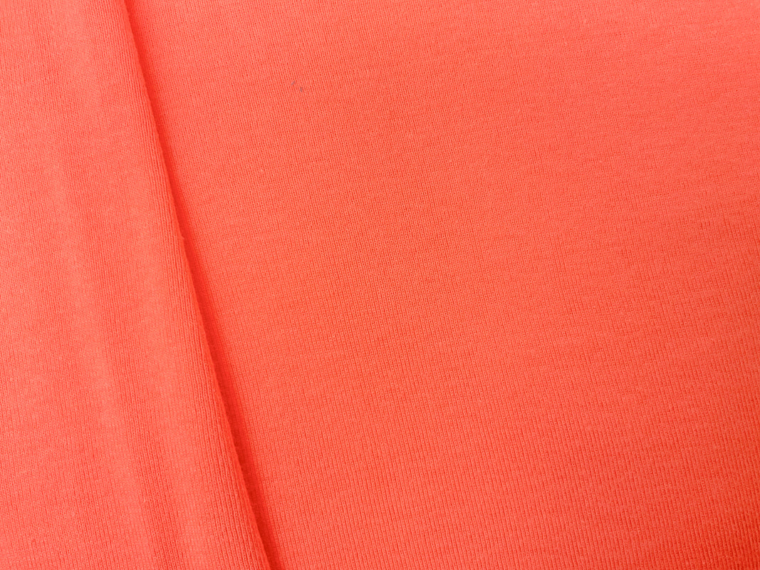 Orange Organic Cotton Solid 1X1 Rib Knit Fabric