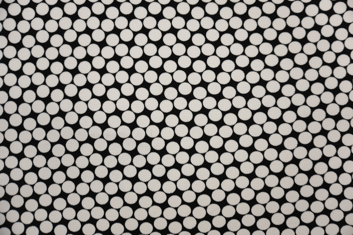 Black-White Poly Dot Print Liverpool Double Knit Fabric
