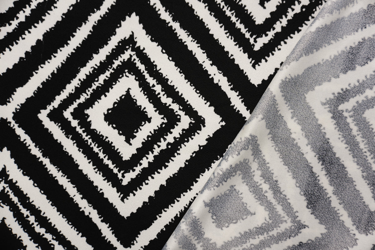 Black-White Poly Diamond Print Liverpool Double Knit Fabric