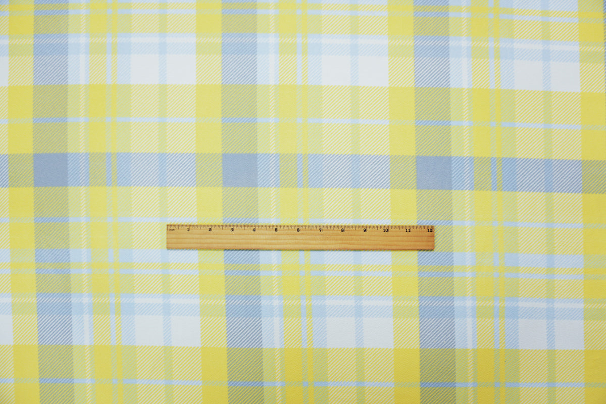 Yellow-Multi Poly Plaid Print Liverpool Double Knit Fabric