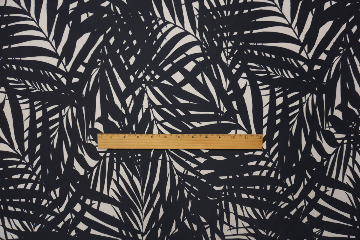 Black Palm Leaves Printed Micro Poly Boardshort Woven Fabric