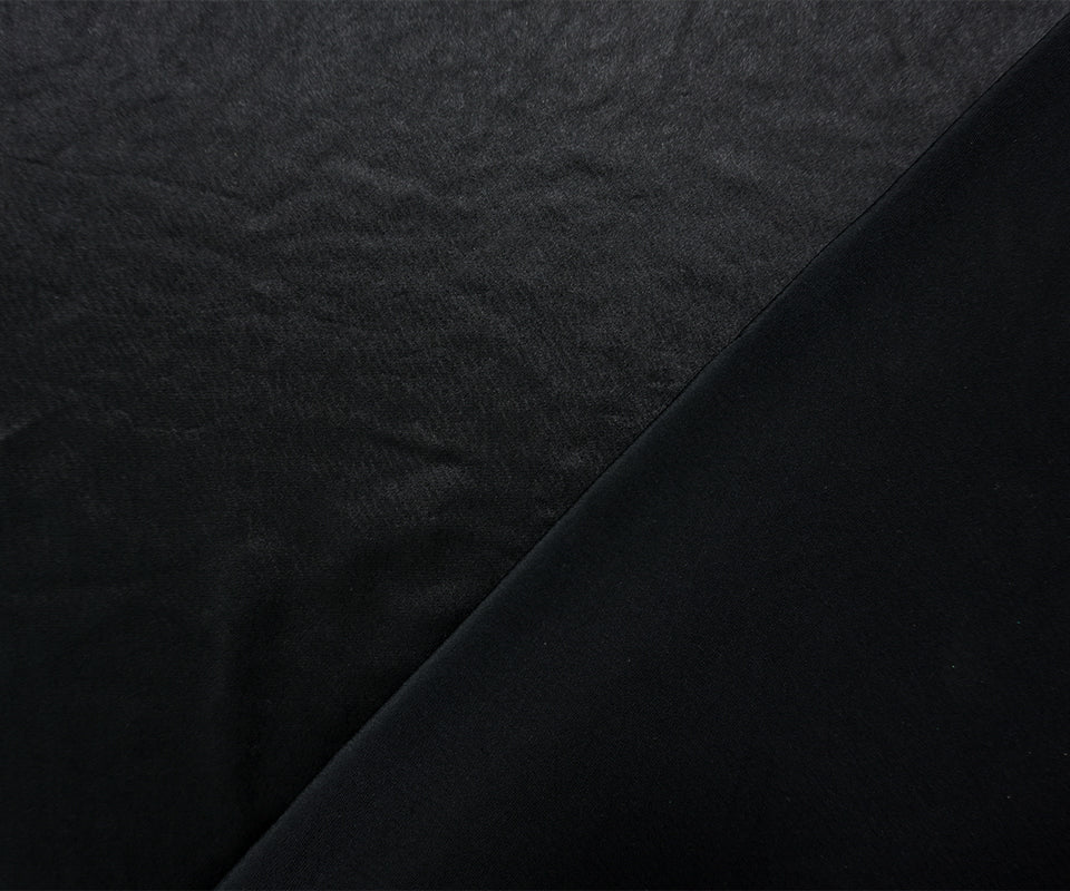 Black Poly-Rayon Stretch Solid Satin Woven Fabric