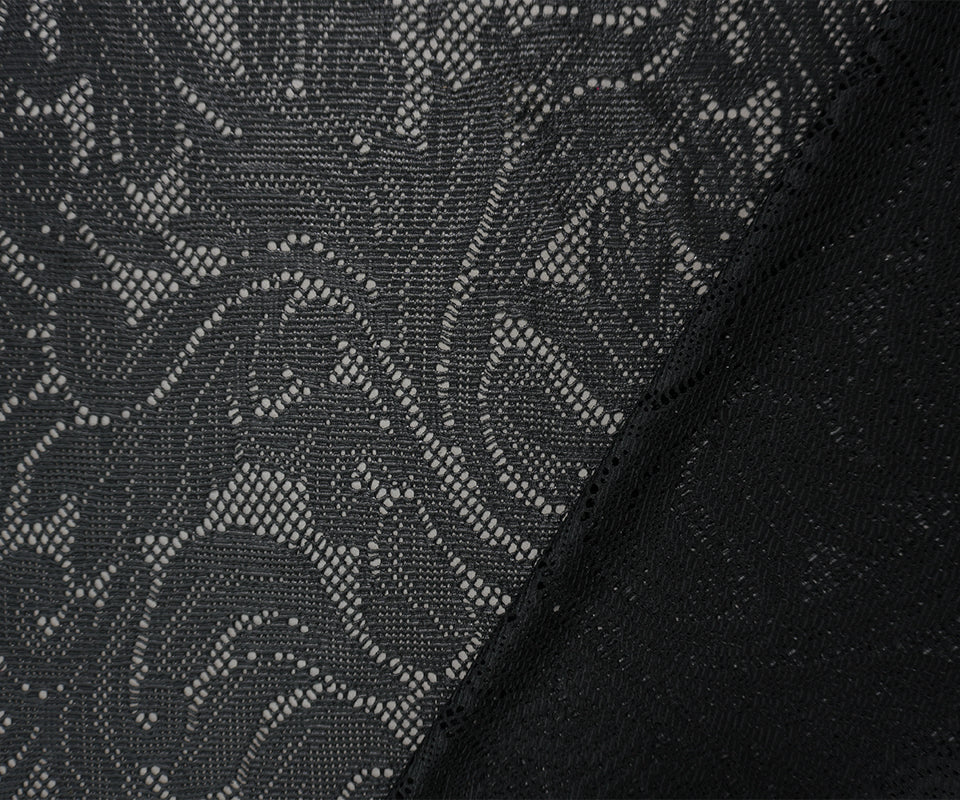 Black Famous Maker Poly Spandex Floral Lace Knit Fabric