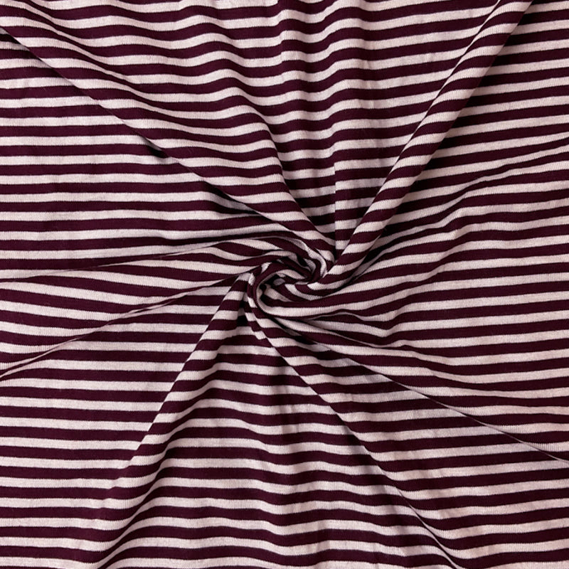 Brown-White Rayon Spandex Stripe Jersey Knit Fabric
