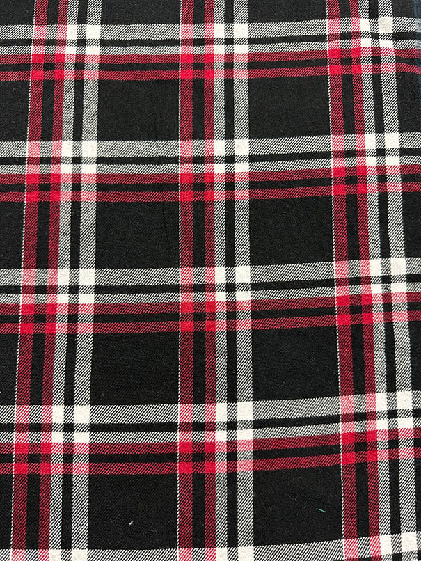 Black Multi Yarn Dyed Plaid Flannel Fabric