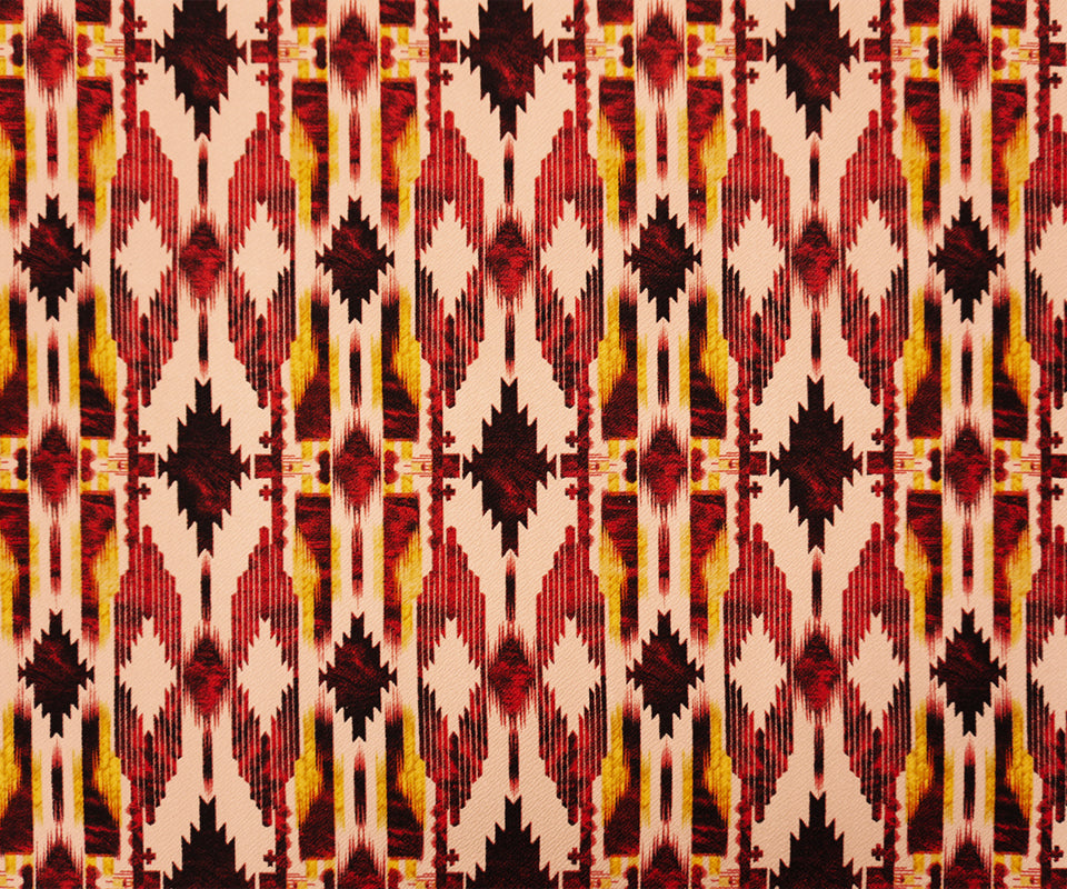 Red-Beige-Multi Poly Aztec Printed Liverpool Double Knit Fabric