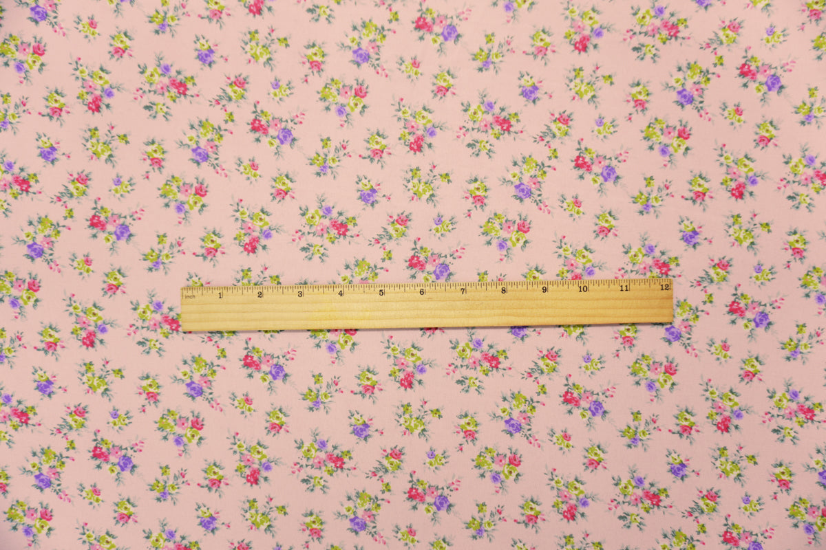 Light Pink-Multi Poly Floral Printed Chiffon Woven Fabric