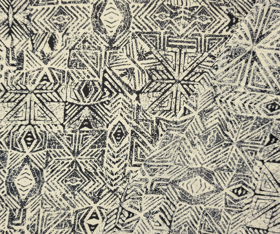 Black-Light Beige Poly Aztec Printed Chiffon Woven Fabric