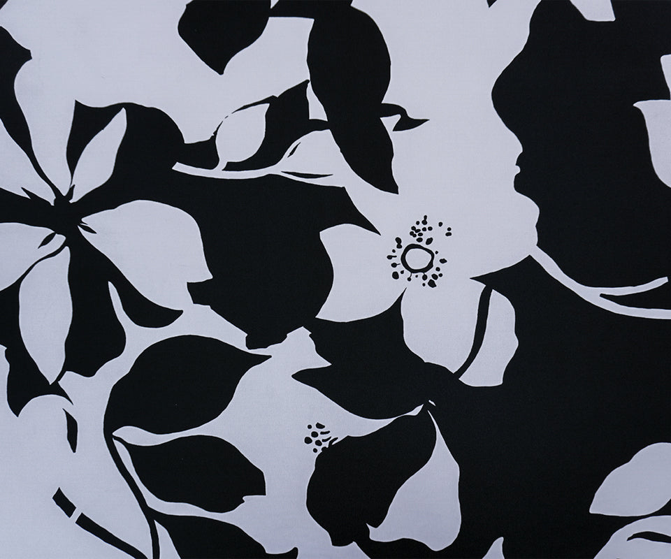 Black-Light Gray Poly Spandex Floral Printed ITY Jersey Knit Fabric
