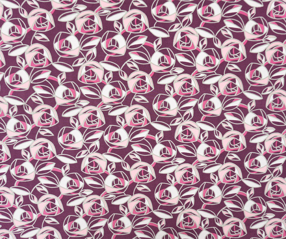 Purple-Pink-Multi Poly Abstract Floral ITY Jersey Knit Fabric