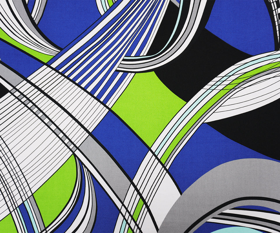 Blue Poly Spandex Abstract Printed ITY Jersey Knit Fabric