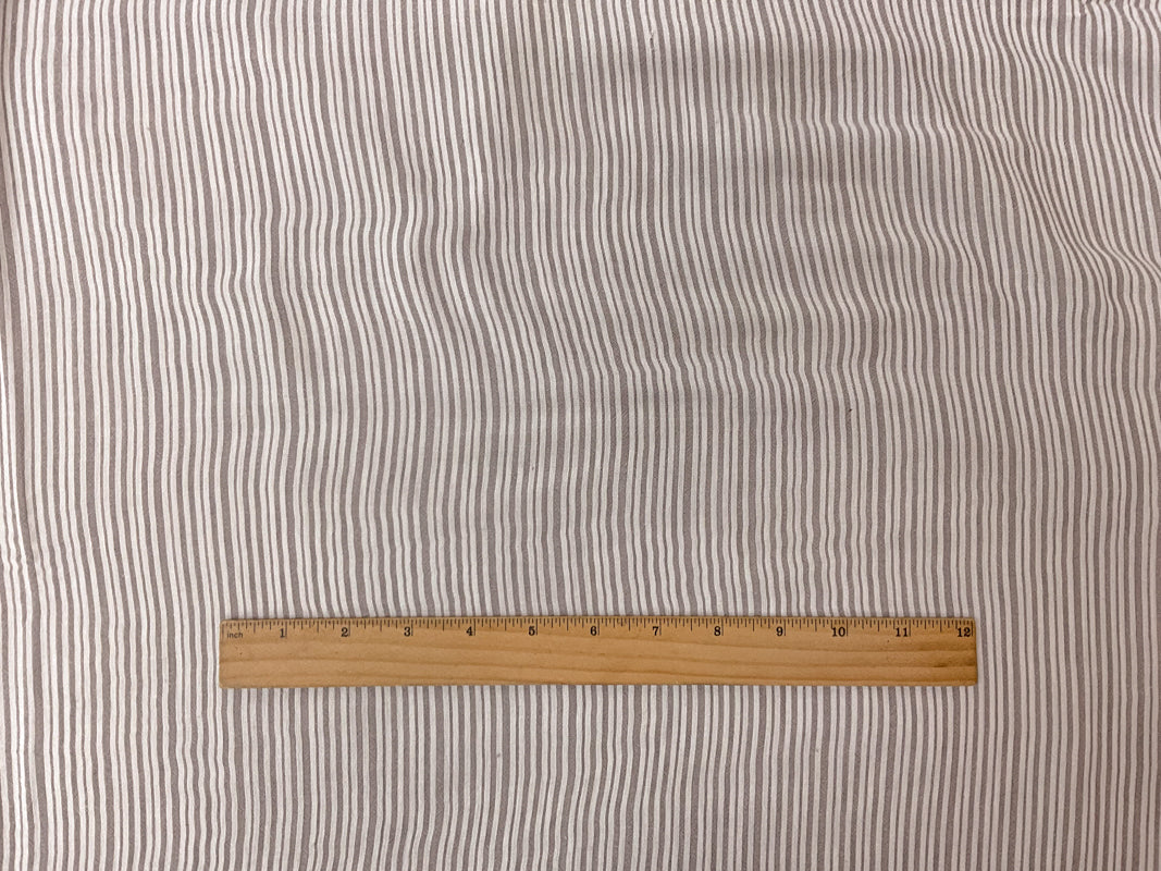 Brown-White Rayon Stripe Crepon Woven Fabric