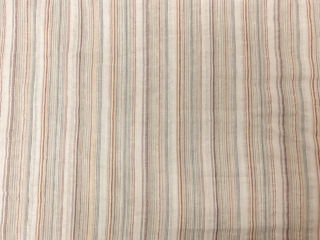 White-Yellow-Multi Cotton Poly Stripe Leno Gauze Woven Fabric