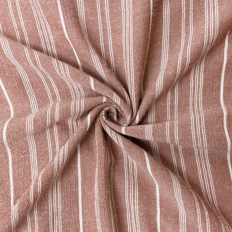 Brown-White Rayon Stripe Crepon Woven Fabric