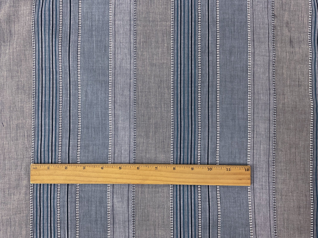 Blue-White-Navy Cotton Stripe Dobby Woven Fabric