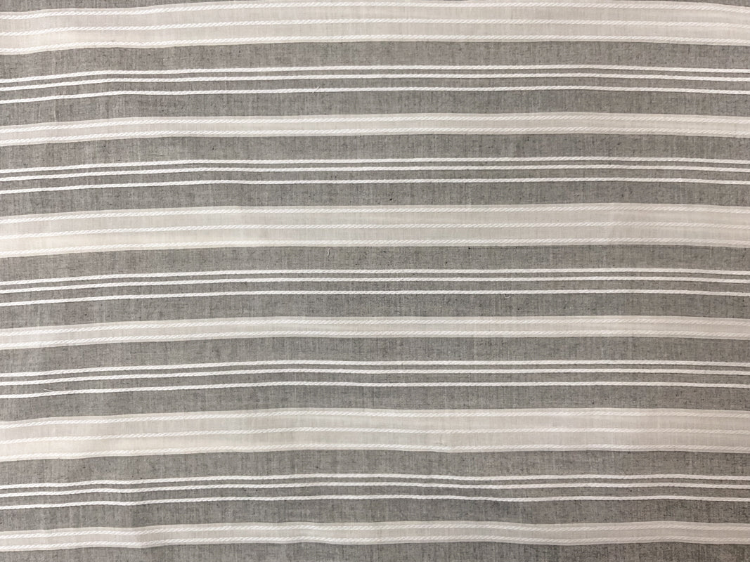 Black-Ivory Cotton Stripe Dobby Woven Fabric