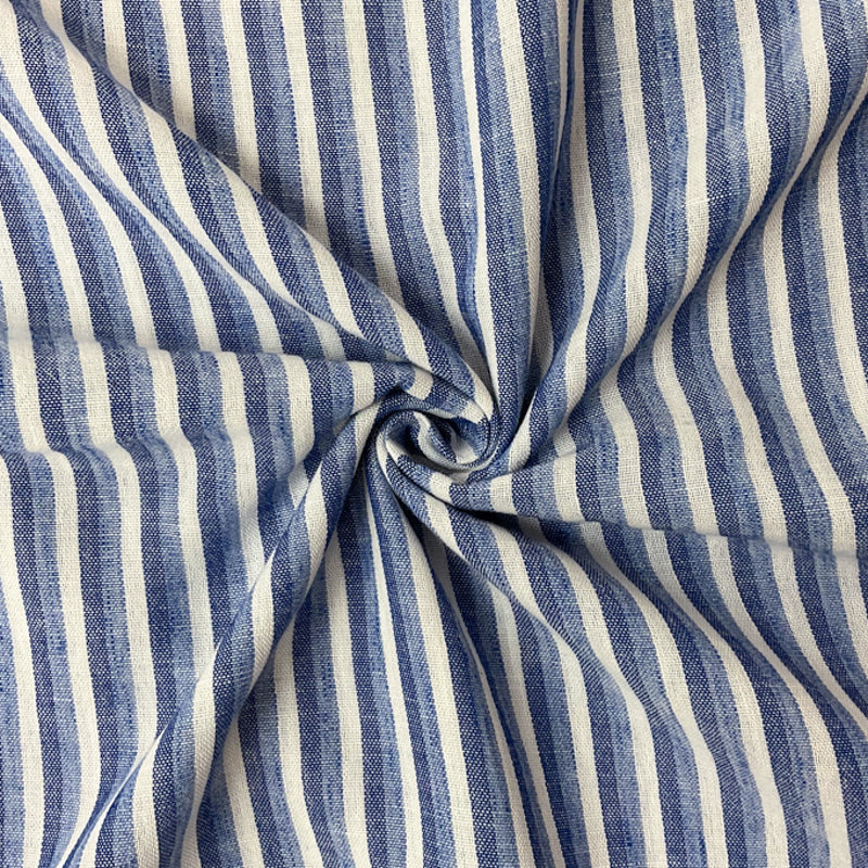 Blue-White Poly Stripe Woven Fabric