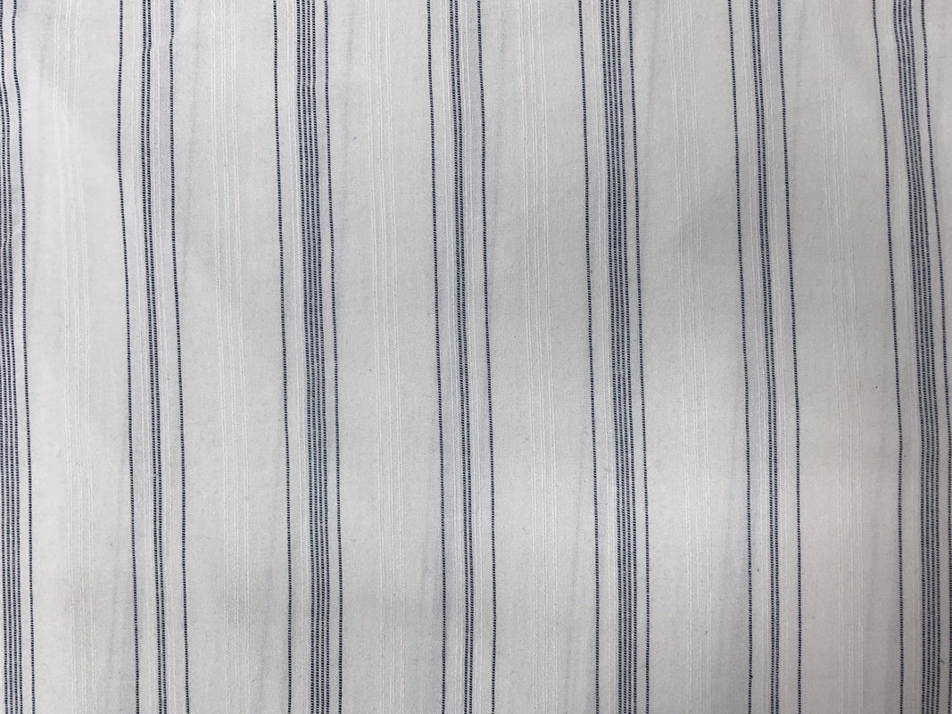 White-Dark Blue Cotton Stripe Dobby Gauze Woven Fabric