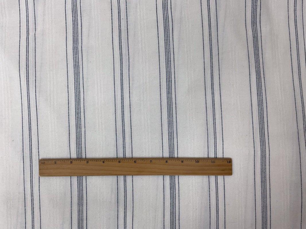 White-Dark Blue Cotton Stripe Dobby Gauze Woven Fabric