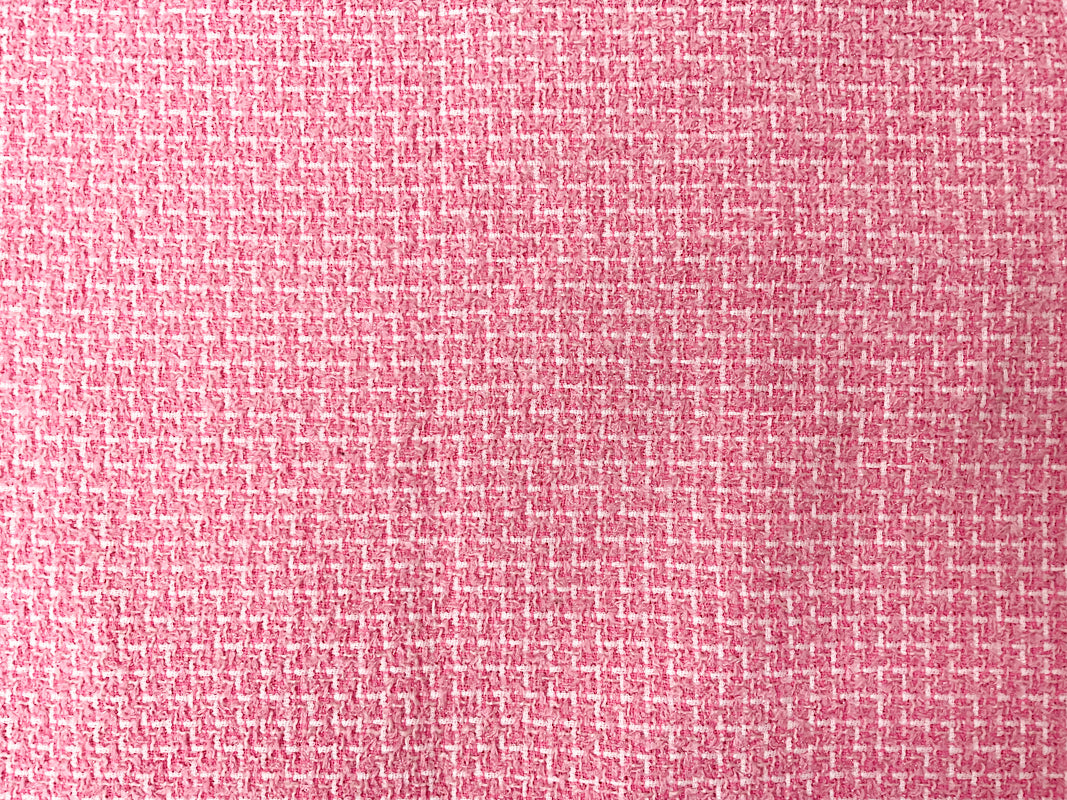Pink-White Poly Tweed Boucle Novelty Woven Fabric