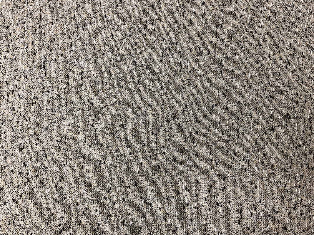 Beige-Black-White Poly Slub Jersey Knit Fabric