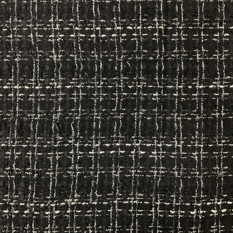 Black-White Poly Check-Plaid Tweed Novelty Woven Fabric