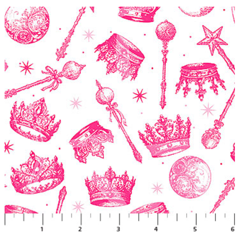 Northcott Patrick Lose Good Together Crown and Staff Pink quilting fabric