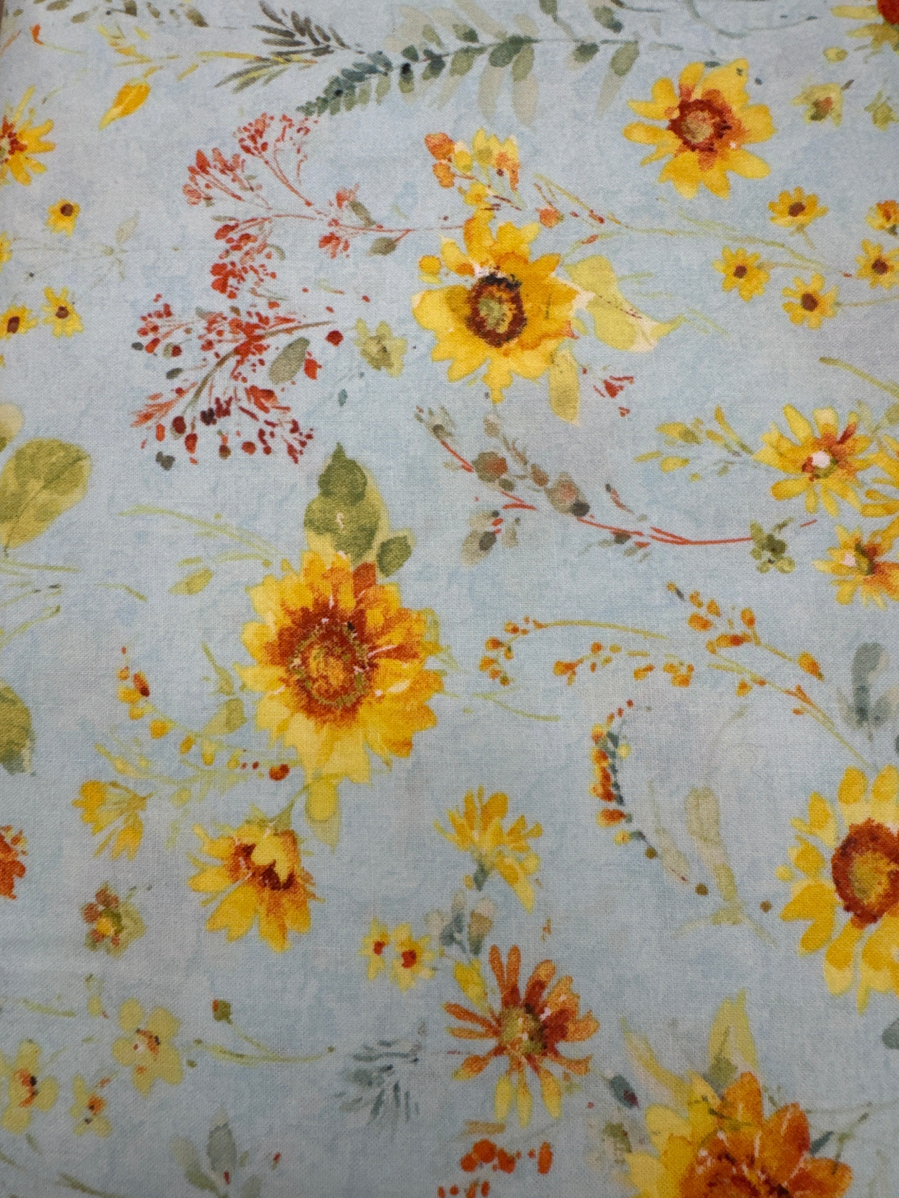 Sunflower Sweet Sunflowers Light Blue floral quilting fabric by Wilmington Prints