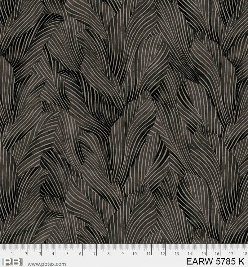 108" Earth Tones Black Leaf Cotton Wideback Fabric per yard P&B Textiles