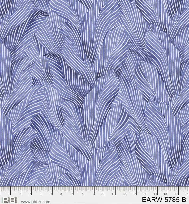 108" Earth Tones Blue Leaf Cotton Wideback Fabric per yard P&B Textiles