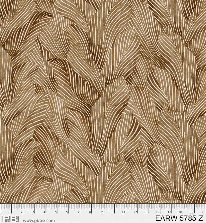 108" Earth Tones Brown Leaf Cotton Wideback Fabric per yard P&B Textiles