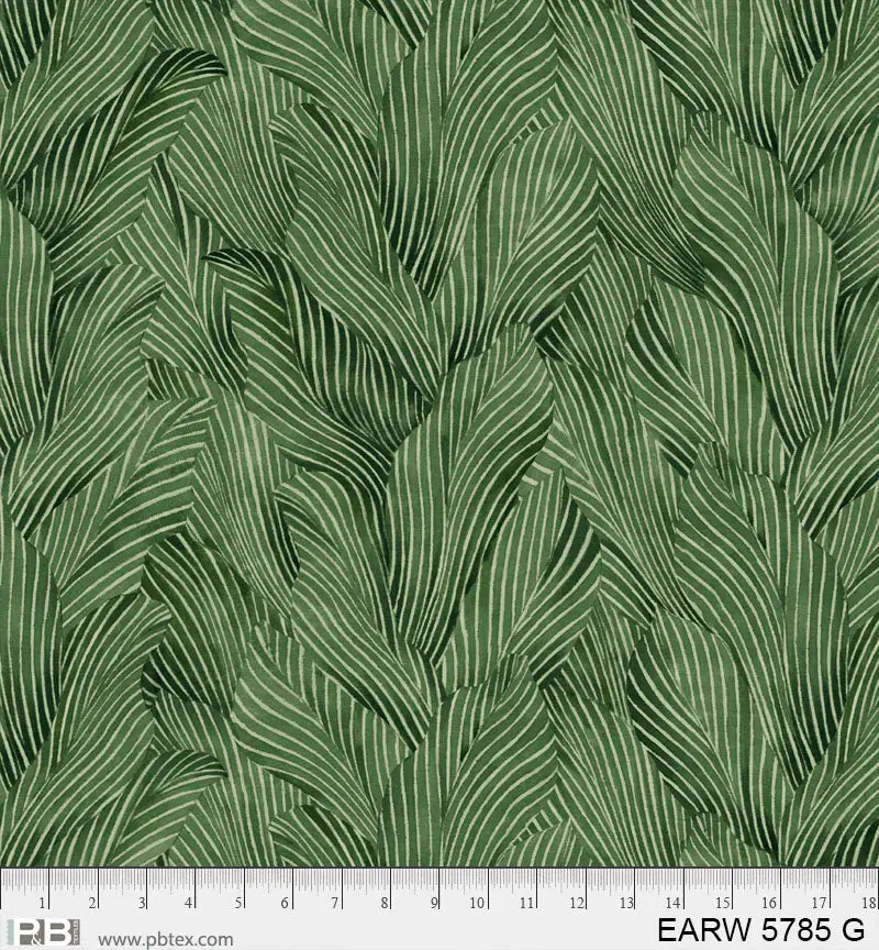 108" Earth Tones Green Leaf Cotton Wideback Fabric per yard P&B Textiles