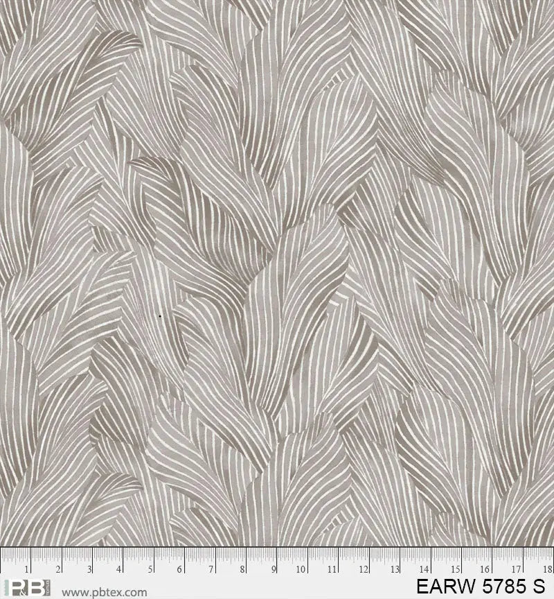 108" Earth Tones Grey Leaf Cotton Wideback Fabric per yard P&B Textiles