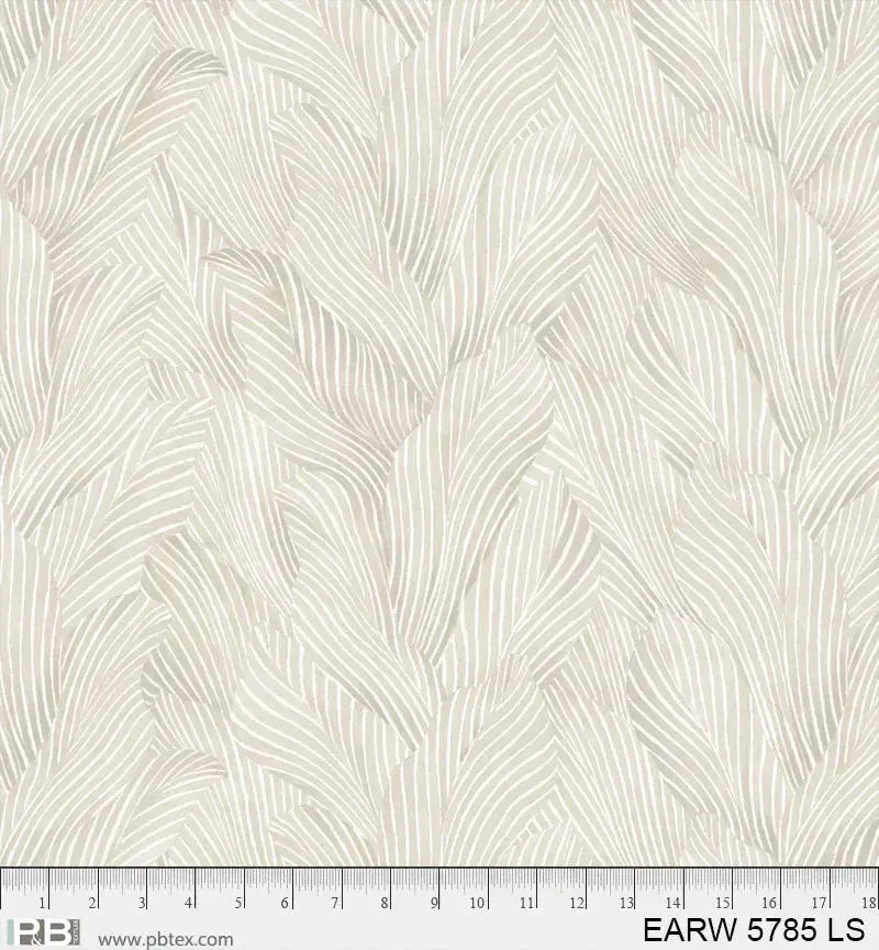108" Earth Tones Light Grey Leaf Cotton Wideback Fabric per yard P&B Textiles