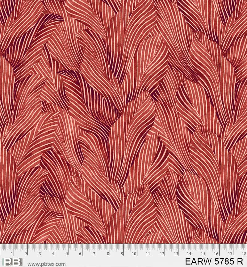 108" Earth Tones Red Leaf Cotton Wideback Fabric per yard P&B Textiles