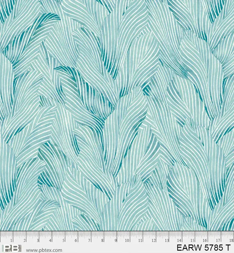108" Earth Tones Teal Leaf Cotton Wideback Fabric per yard P&B Textiles