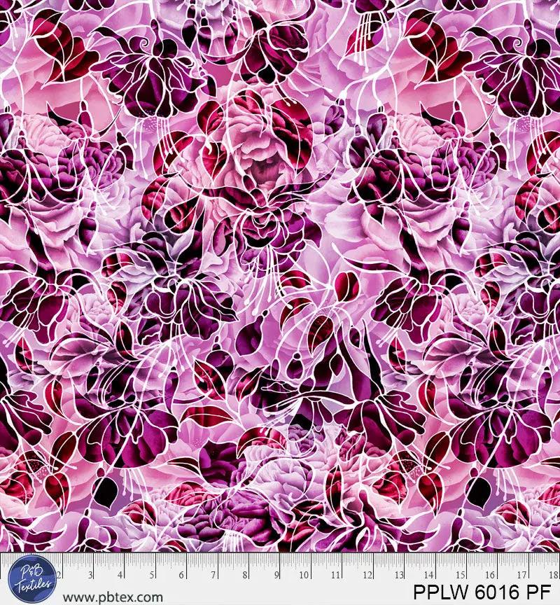 108" Petal Play Pink Purple Florals Cotton Wideback Fabric per yard P&B Textiles