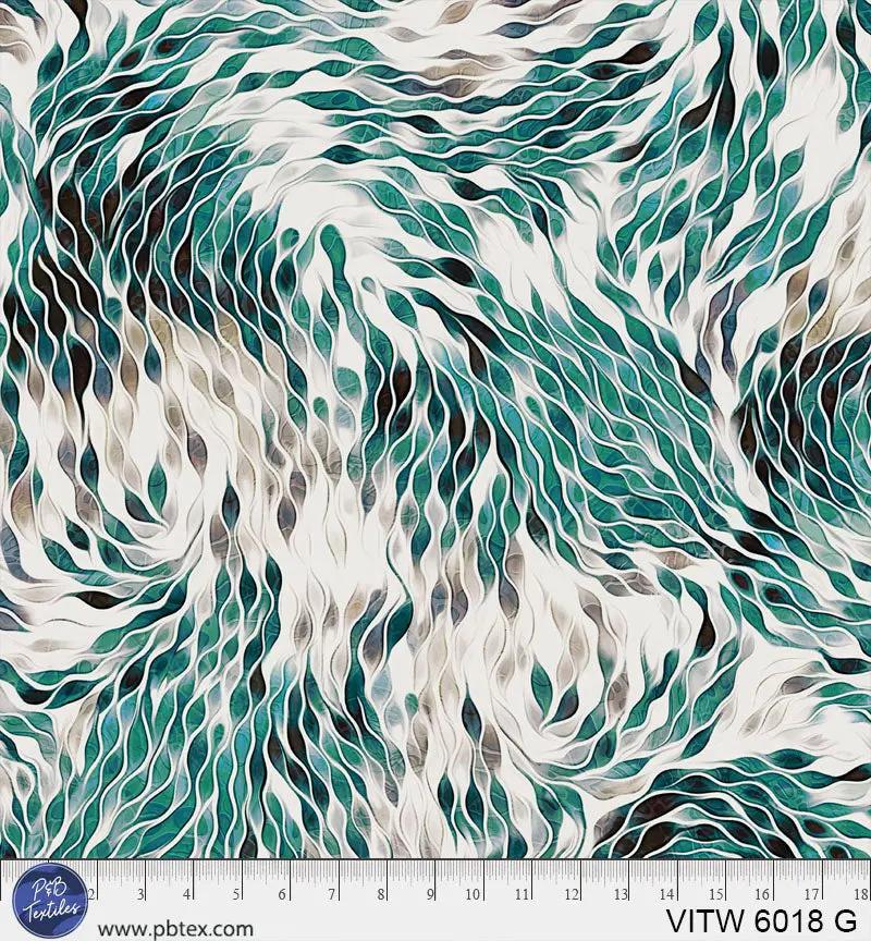 108" Vitality Chic Green Teal Cotton Wideback Fabric per yard P&B Textiles