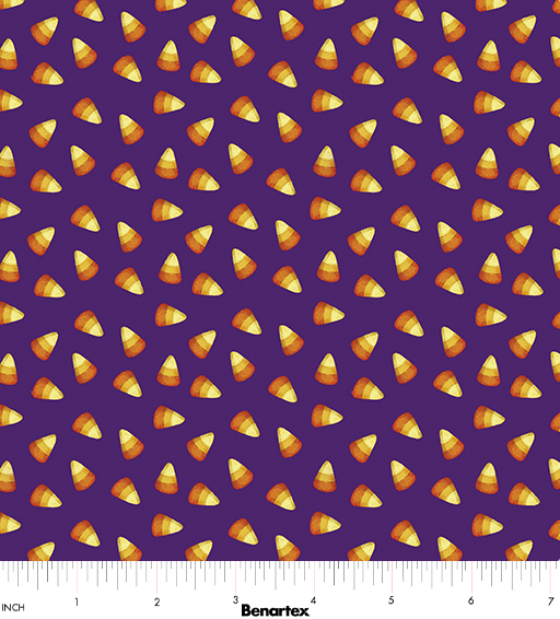 Ghostly Soiree Sweet Candy Corn Purple Halloween quilting fabric by Benartex