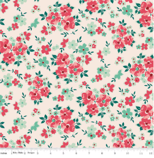 Berry and Sage Floral Latte quilting fabric by Riley Blake